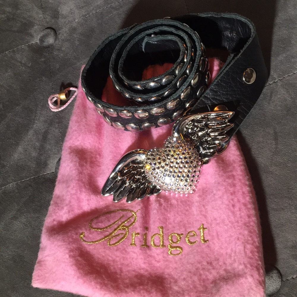 Bridget Shuster black studded leather belt